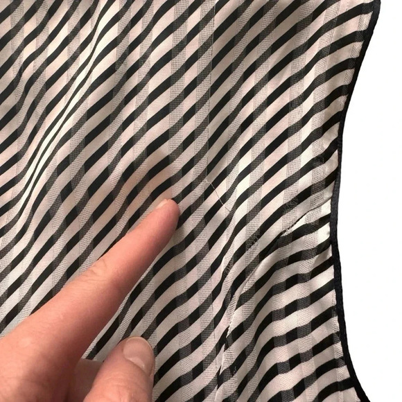 Deborah Lyons Ashley Midi Striped Dress v-neck Sleeveless Black White 6 RTR - Picture 13 of 15